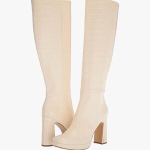 Circus by Sam Edelman Womens Freda Faux Leather Embossed Knee-High Boots